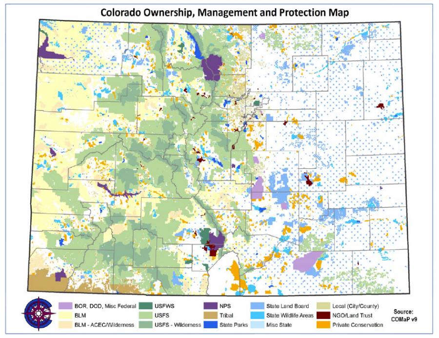 Colorado Land Ownership Map Greeninfo Network | Information And Mapping In The Public Interest