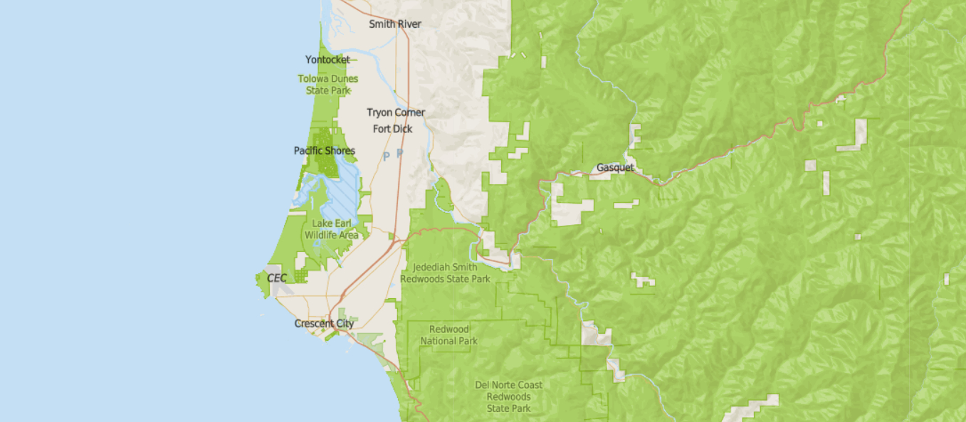 Northeast California protected lands map