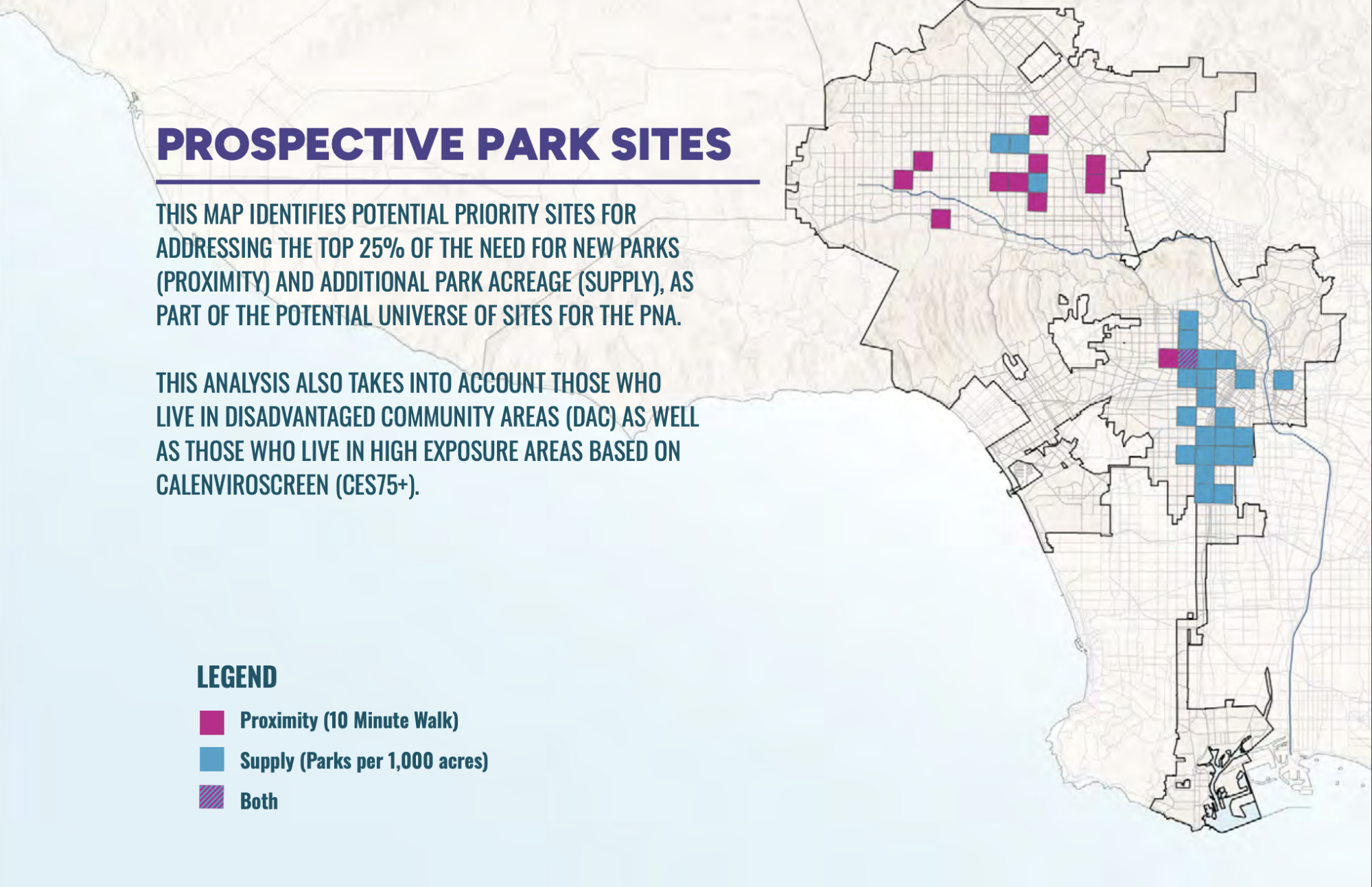 Map of 37 priority sites for new parks in LA
