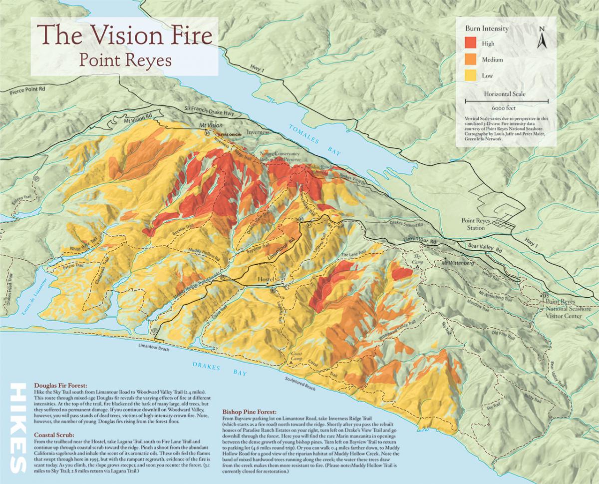 3D Illustration Map of Fire History in Pt. Reyes National Seashore