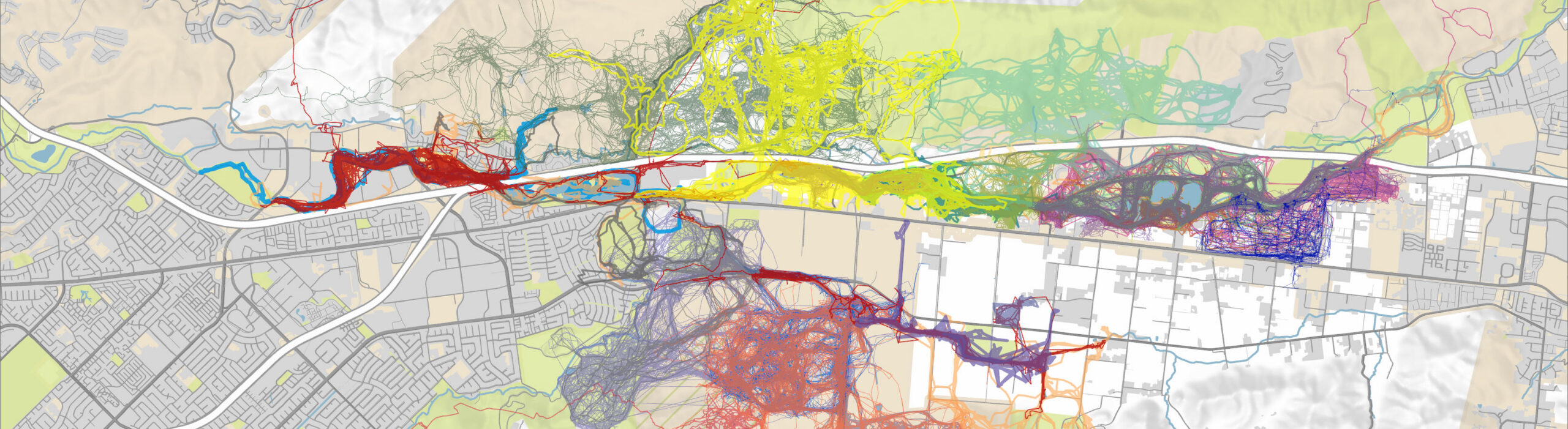 Map of bobcat ranges tracked by telemetry