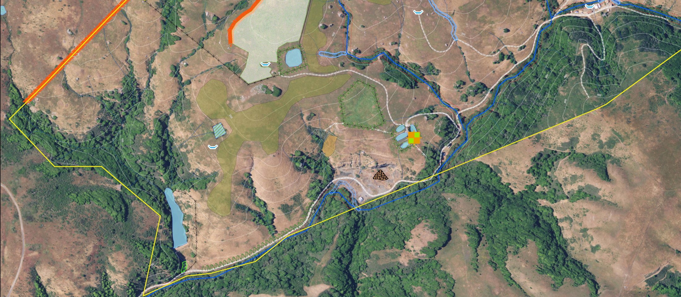 Snippet of carbon farm plan map for a ranch in Marin County