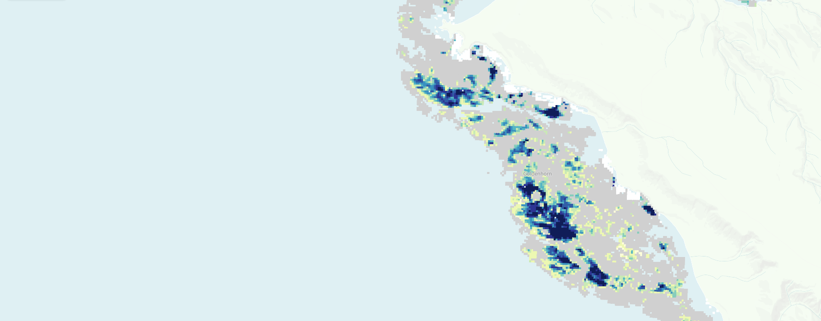 Kelpwatch.org screen shot of kelp beds around Santa Rosa Island