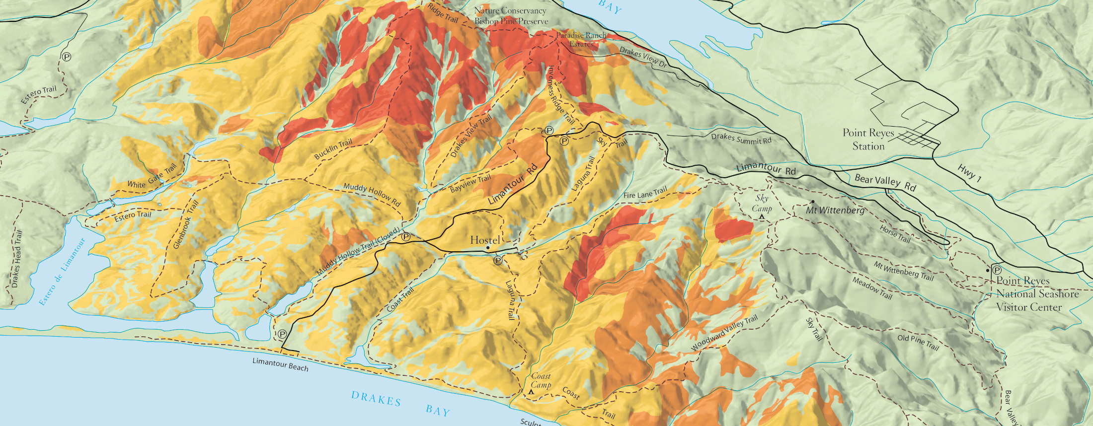 3D Illustration Map of Fire History in Pt. Reyes National Seashore